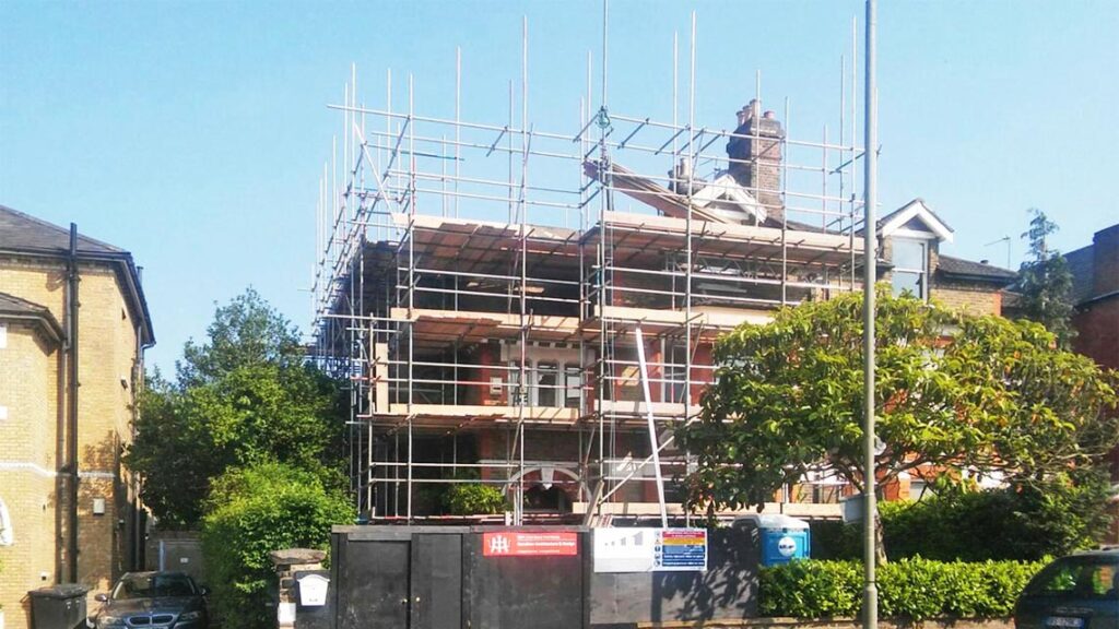 Large-scale structural project management and external envelope construction in Battersea, London.
