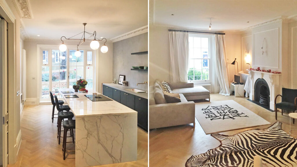 Full residential renovation project in Newton Road, London. External structural works and high-end interiors